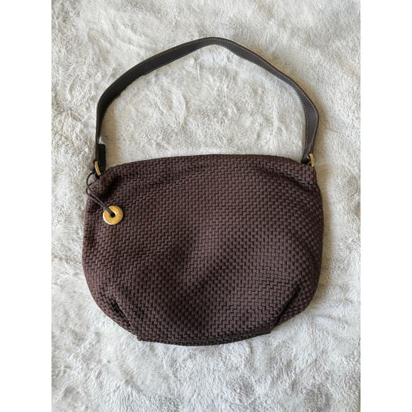 The Sak Brown Woven Shoulder Bag Medium Purse Viscose Blend 13x10x1in Zip Top - Picture 1 of 7